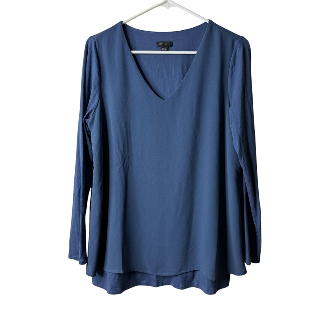 J Jill Wearever Collection Blue Mixed Media Layered Long Sleeve Blouse